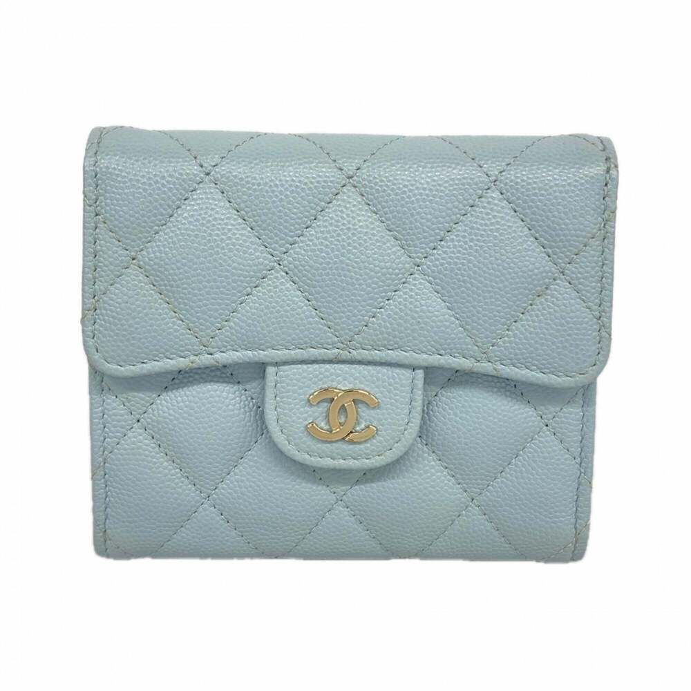 CHANEL Blue Caviar Leather Wallet